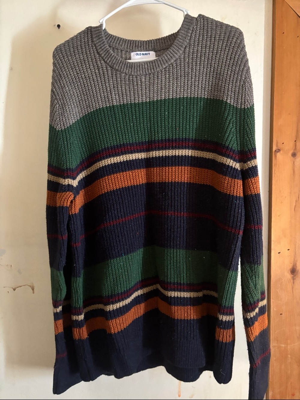 Old Navy Men's Striped Crewneck Sweater - Gray, Green, Navy, Rust